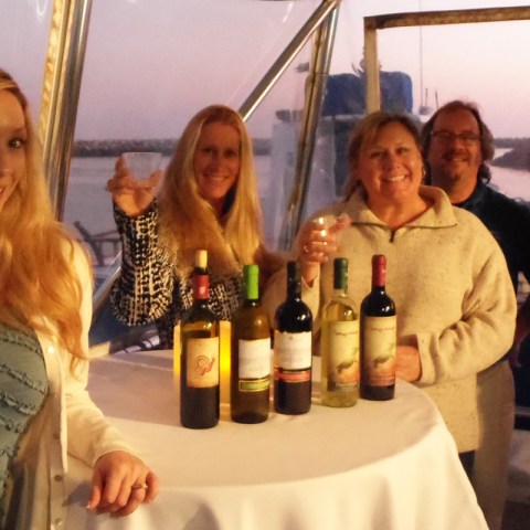 a group of people holding wine glasses